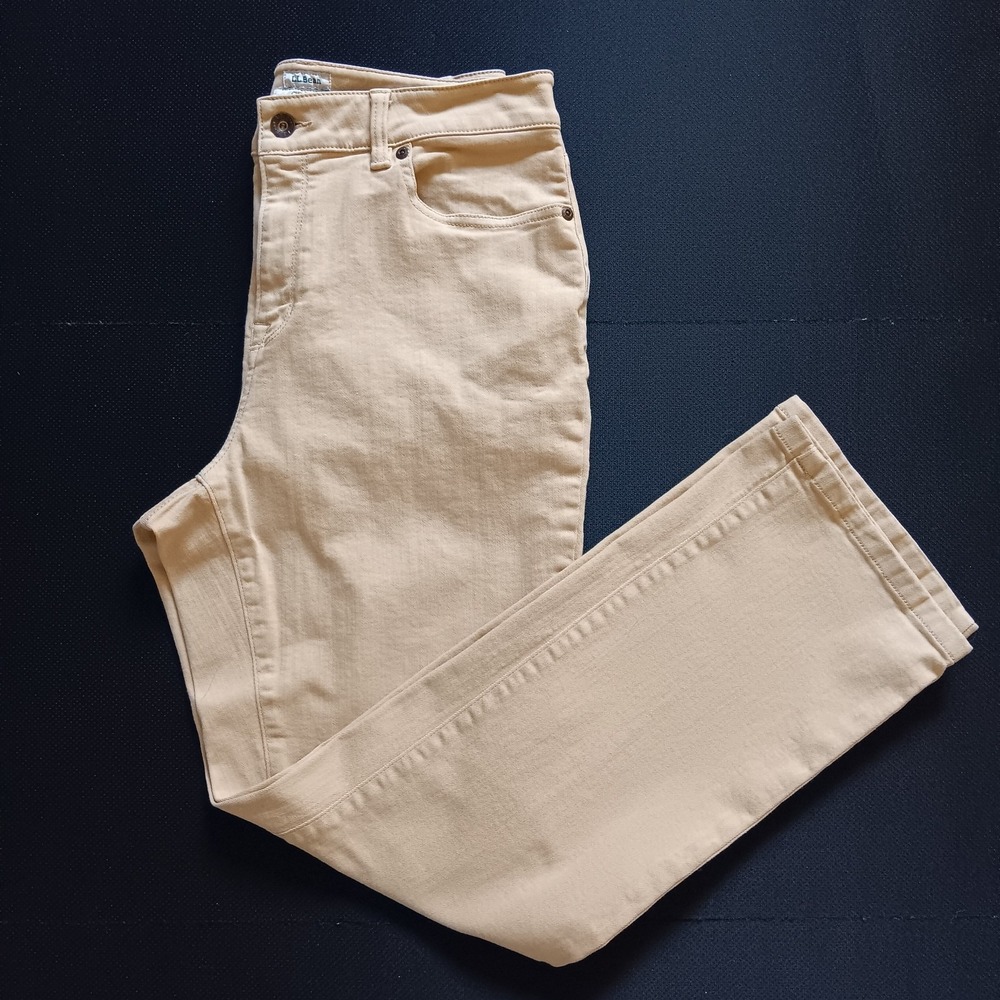 LL Bean Classic Fit Jeans Women Sz 12 Reg Yellow Tan High Rise Straight Leg